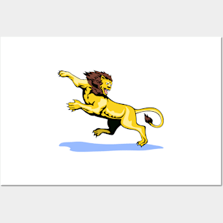 Lion Attacking Retro Posters and Art